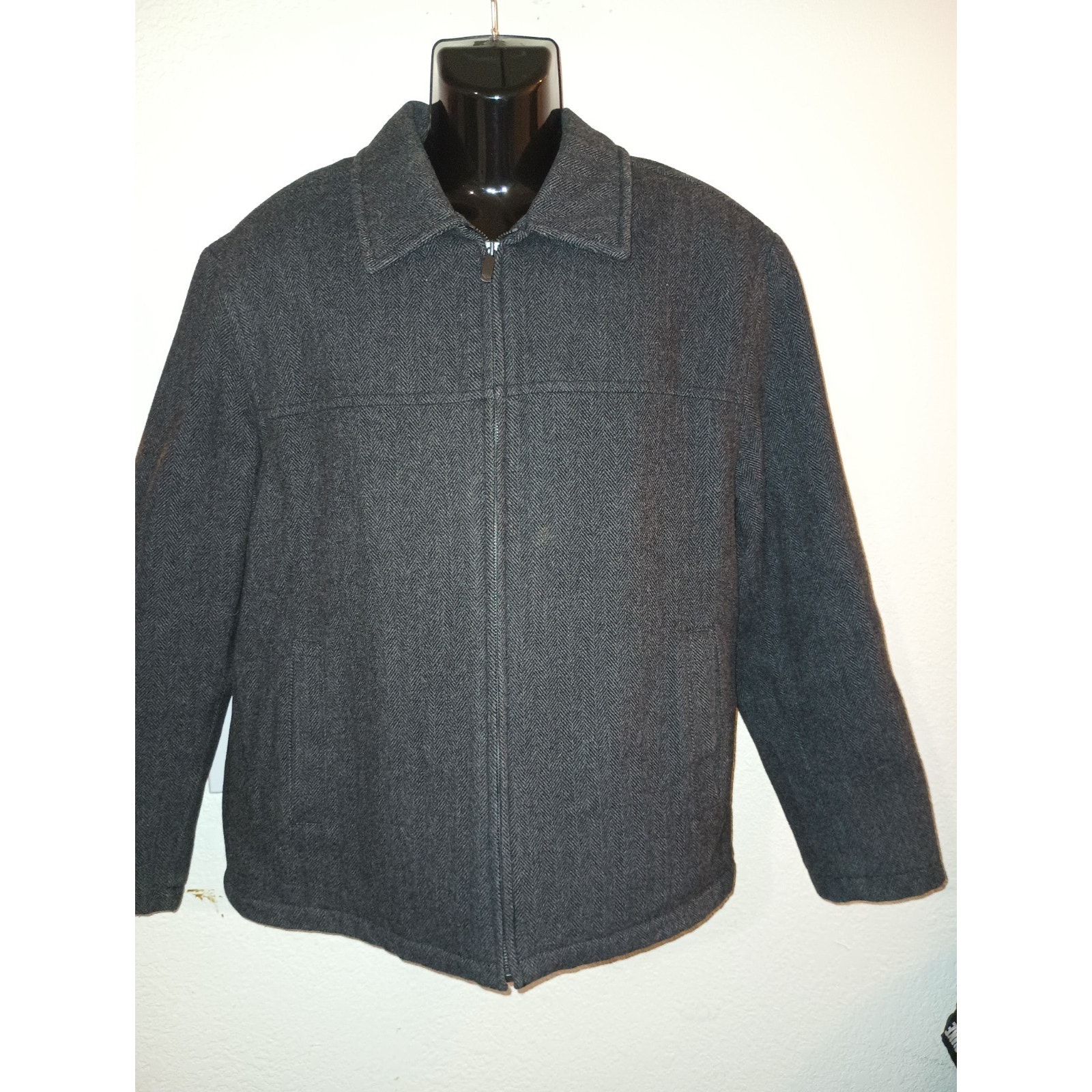 Dockers Premium Men's Large Grey Herringbone Jacket - Italian Wool Blend M008